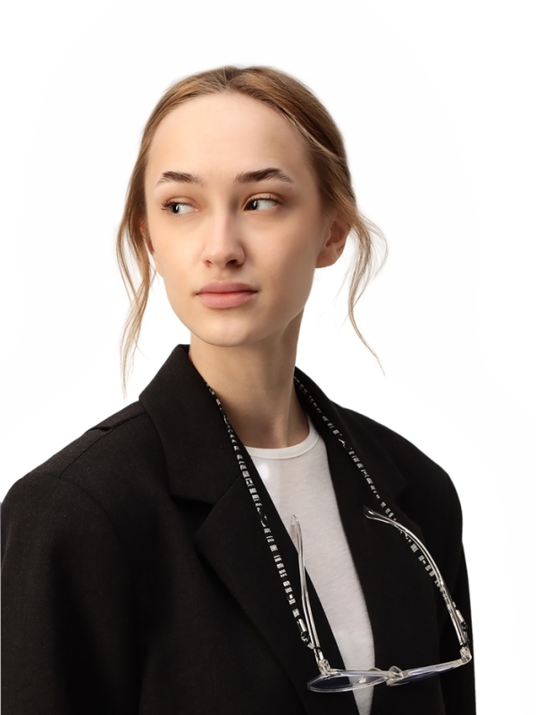 Шнурок для очков на шею 70 см, черный с узором Шнурок для очков на шею 70 см, черный с узором