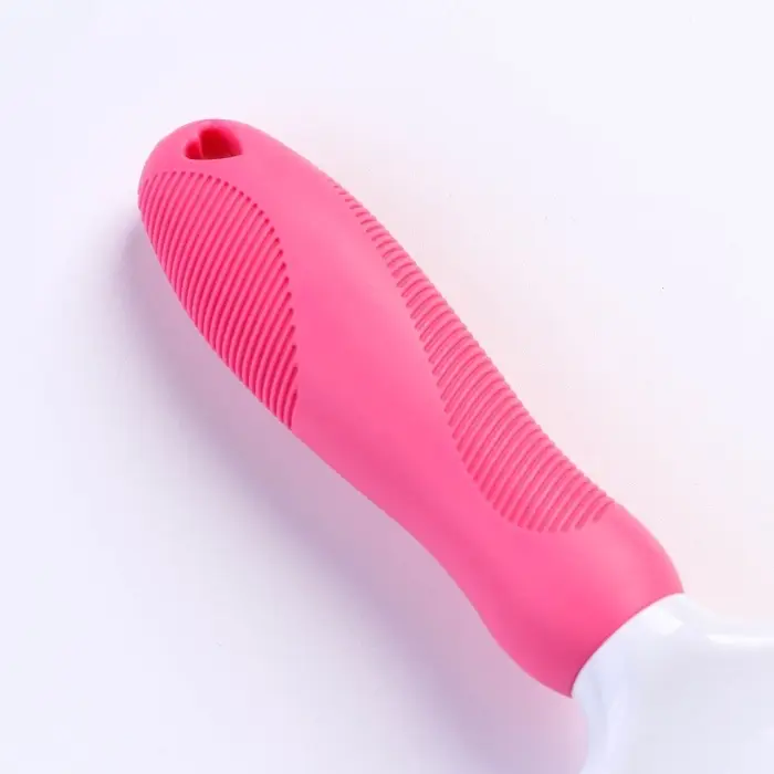 Щётка для вычёсывания шерсти, 8&times;17, с удлиненными силиконовыми зубцами и массажным эффектом, пластик, розовая