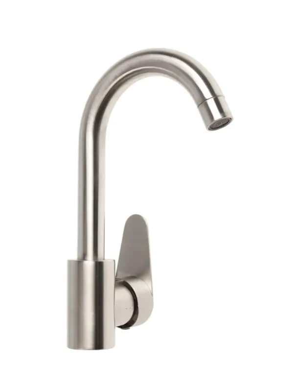 Смеситель для раковины ZEIN Z2392, картридж 40 мм, короткий излив, нержавеющая сталь, сатин