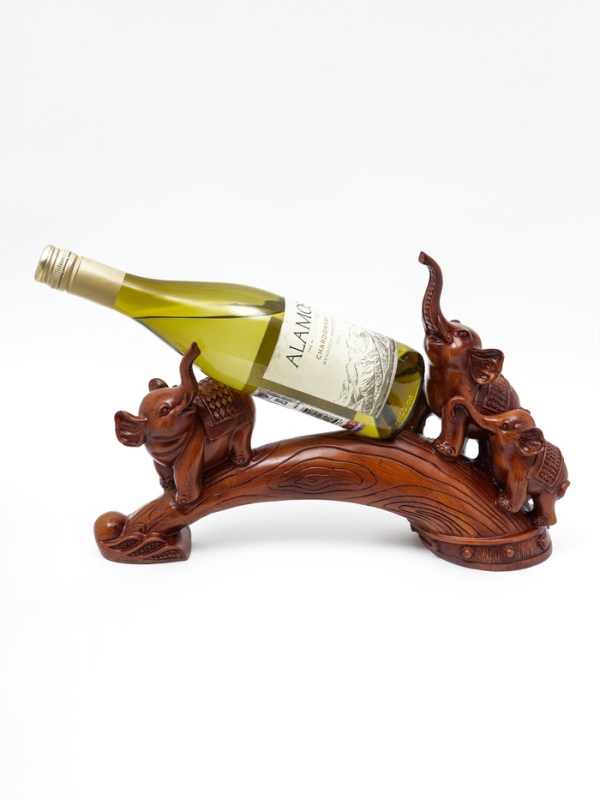 Подставка для бутылки  Подставка для бутылки "Два слона" под дерево, 36х10х25см