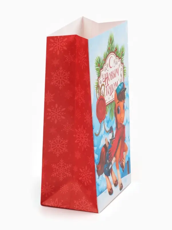 Пакет без ручек  «С Новым годом», конь,  10 × 19,5 × 7 см Пакет без ручек  «С Новым годом», конь,  10 × 19,5 × 7 см