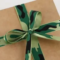 Лента атласная &laquo;Камуфляж&raquo;, 1.5&times;22.5 (&plusmn; 1) м, зелёная