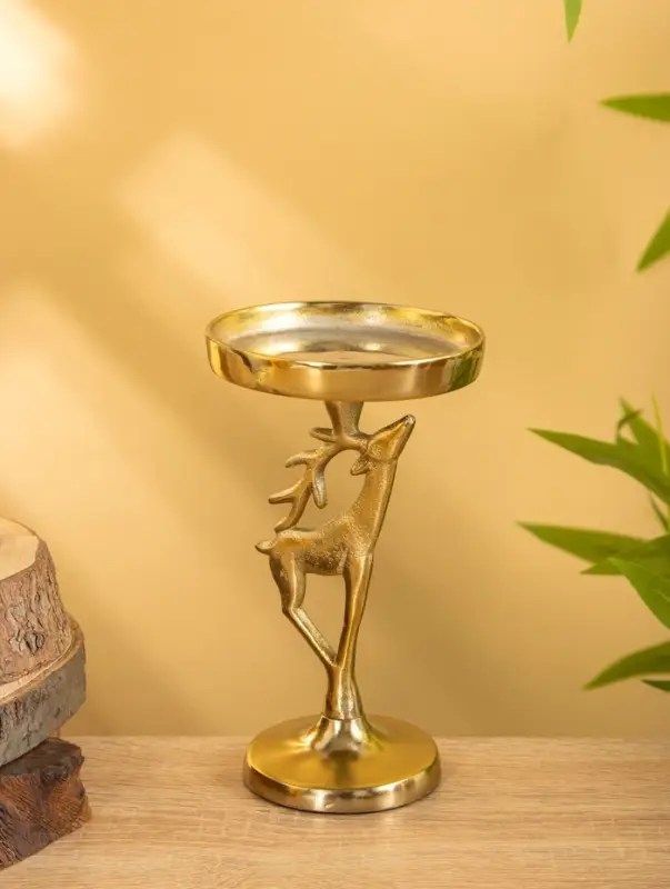 Подсвечник "Олененок" 10х10х17 см, алюминий, золотой