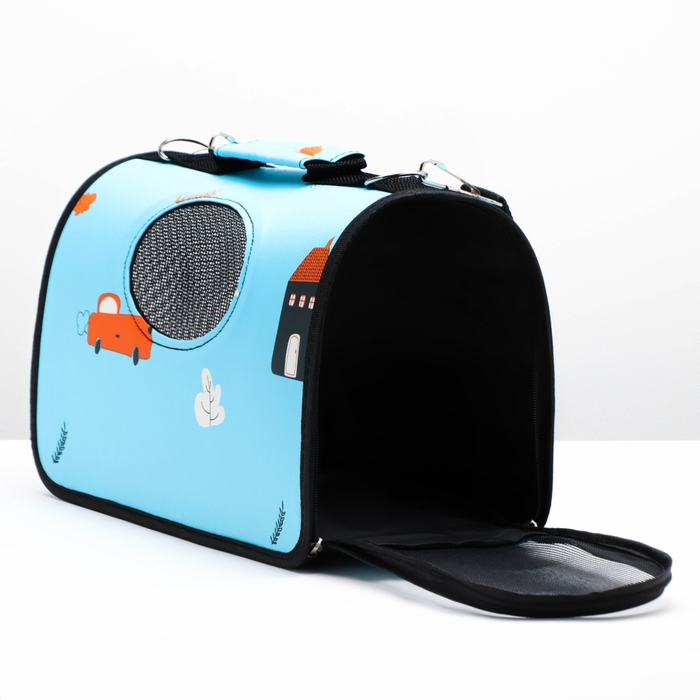 Сумка - переноска для животных  Сумка - переноска для животных "Путешественник", голубая, размер S, 37,5 х 17 х 22 см