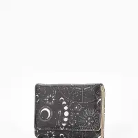 Кошелёк женский на кнопке, 10.5&times;2.5&times;8.5 см, чёрный/белый