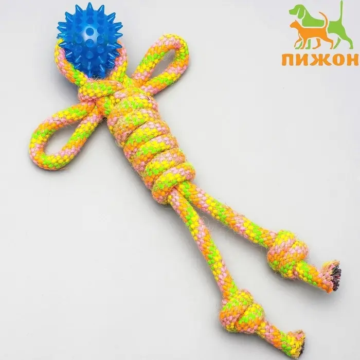 Игрушка канатная &laquo;Человечек&raquo; с мячиком, 75 г, до 24 см, цвет МИКС