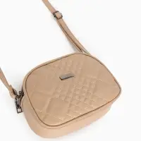 Сумка женская кросс-боди на молнии, 19&times;7&times;15 см, в клетку, бежевая