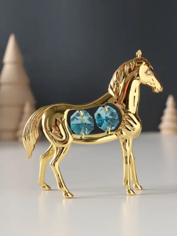 Сувенир  Лошадь с 4-мя голубыми хрусталиками, 9х3х9 см. Сувенир  Лошадь с 4-мя голубыми хрусталиками, 9х3х9 см.
