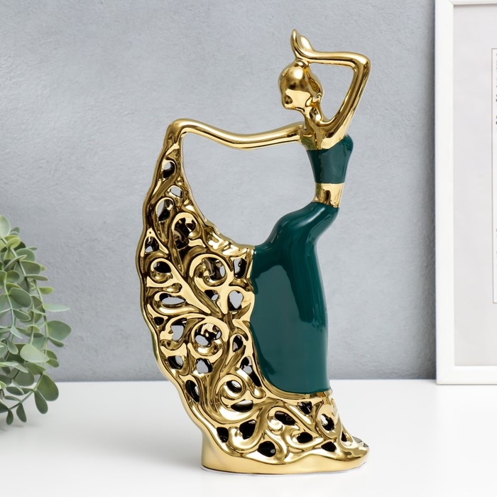 Сувенир керамика  Сувенир керамика "Танец Кармен" тёмно-зелёный с золотом 31х17 см