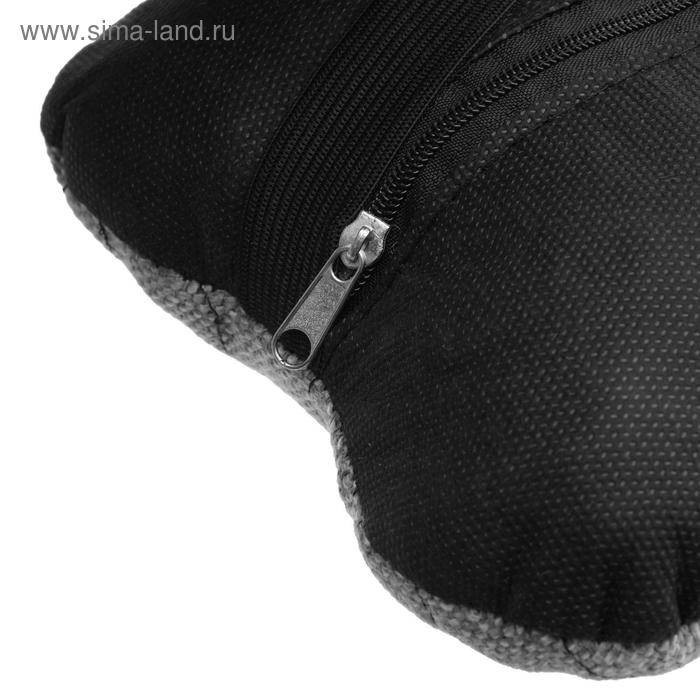 Подушка автомобильная косточка, на подголовник, лен, серый, 16х24 см Подушка автомобильная косточка, на подголовник, лен, серый, 16х24 см