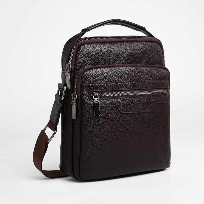 Сумка мужская через плечо TEXTURA, 3 наружных кармана, цвет коричневый Сумка мужская через плечо TEXTURA, 3 наружных кармана, цвет коричневый