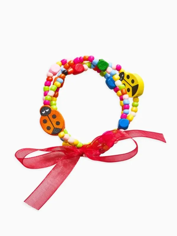 Браслеты детские &laquo;Выбражулька. Бант, божья коровка&raquo;, d=4 см, набор 3 шт. разноцветный