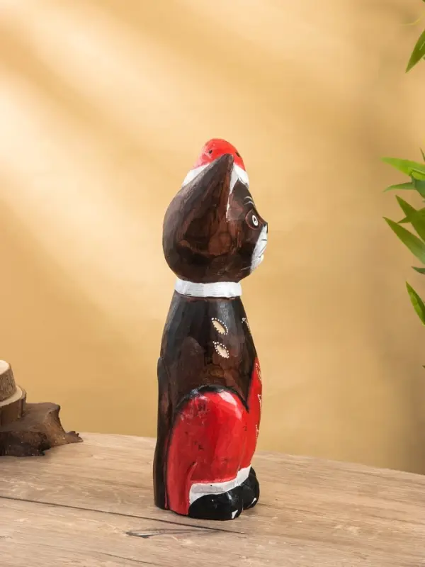 Фигура интерьерная &laquo;Кот новогодний&raquo;, 14&times;10&times;40 см, дерево