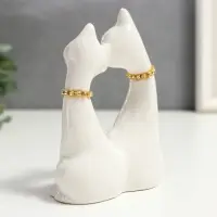 Фигурка керамика &laquo;Белые кот и кошка в цветок, ошейник из страз&raquo;, 12&times;9&times;4.5 см