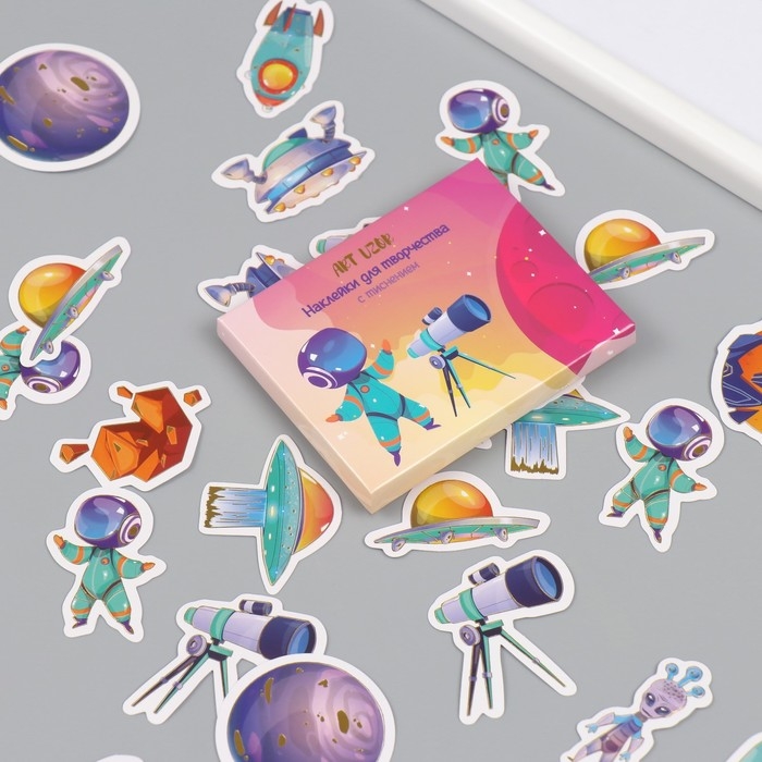 Наклейки для творчества Наклейки для творчества "Полёт в космос" тиснение серебро набор 48 шт 9х7х0,8 см