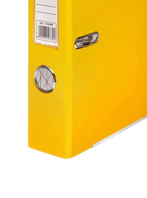 Папка-регистратор А4, 50 мм, ПВХ, тиснение &laquo;лен&raquo;, металлическая окантовка, карман на корешок, собранная, желтая