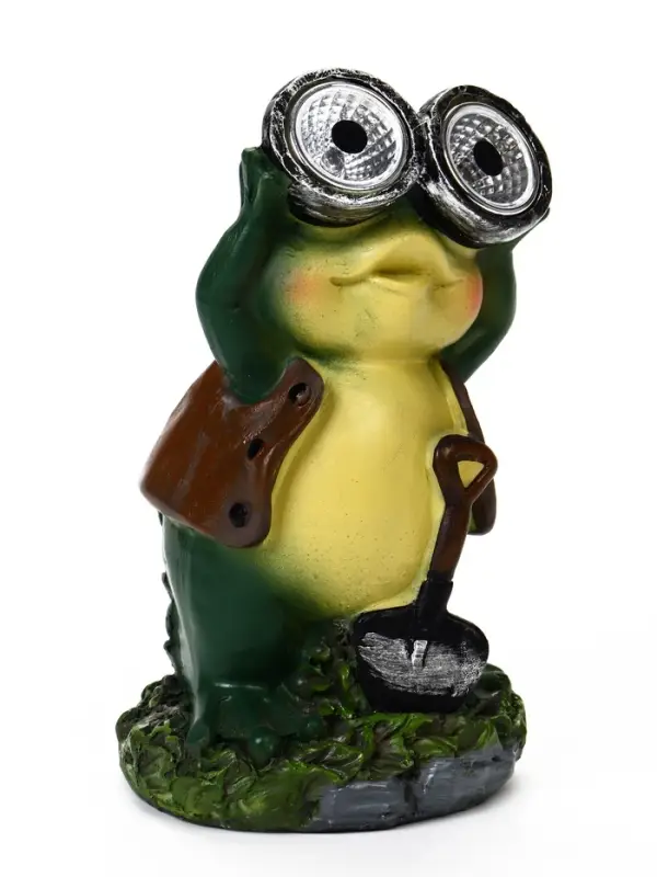 Садовая фигура - фонарь из полистоуна &laquo;Лягушонок с биноклем&raquo;, 8&times;7&times;15 см