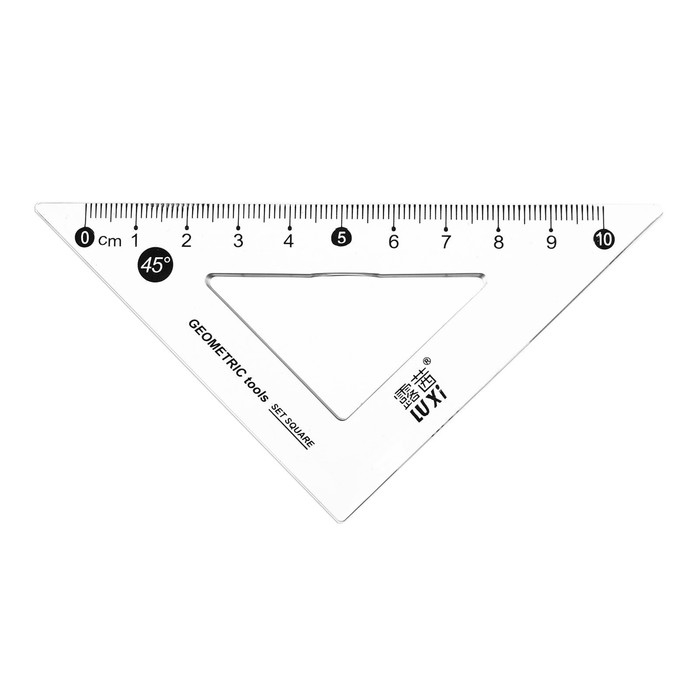Набор геометрический Набор геометрический "Котик"(линейка, транспортир, 2 угольника) в пенале, МИКС