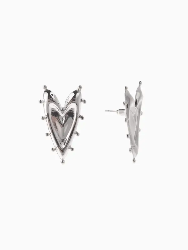 Серьги &laquo;Сердце к сердцу&raquo; шипы, цвет серебро