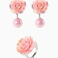 Набор детских украшений &laquo;Выбражулька. Роза, жемчуг&raquo;, 3 предмета: браслет, клипсы, кольцо безразмерное, розовый, белый