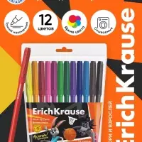 Фломастеры ErichKrause &laquo;Ну, Погоди! Каникулы&raquo;, 12 цветов, на водной основе, яркие цвета, вентилируемый колпачок