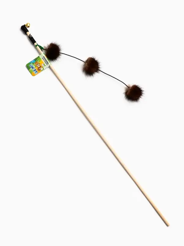 Дразнилка - удочка &laquo;Салют из норки&raquo;, на деревянной палочке, цвет МИКС