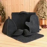 Набор для бани &laquo;Мужской&raquo;, 5 предметов: шапка, коврик, рукавица, тапочки, сумка, шерсть 30%, полиэфир 70%, тёмный, &laquo;Добропаровъ&raquo;