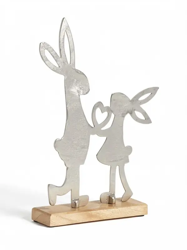 Сувенир интерьерный &laquo;Влюбленные кролики&raquo;, 26&times;6&times;36 см, алюминий, дерево