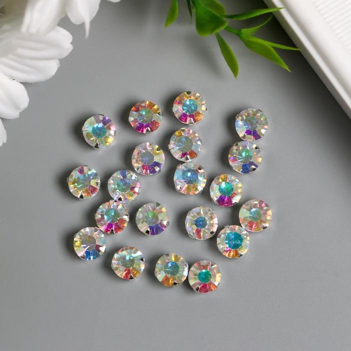 Хрустальные стразы в цапах/серебро Хрустальные стразы в цапах/серебро "Астра" 8мм, 20шт/упак, прозрачный