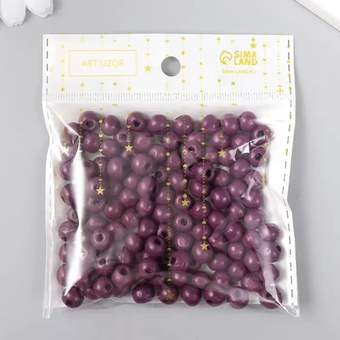 Бусины для творчества дерево "Фиолетовый. Ватикан" d-0,8 см, набор 20 гр