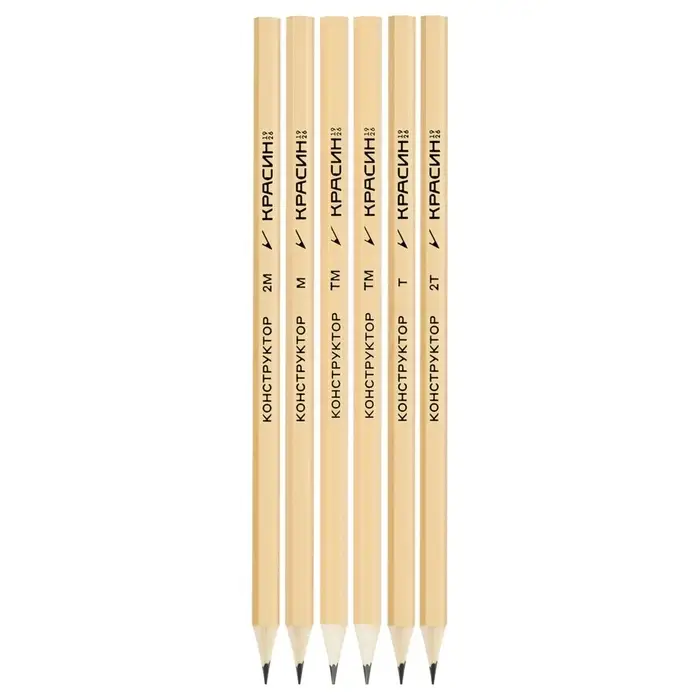 Набор карандашей чернографитных &laquo;Красин. Конструктор&raquo;, 6 штук, разная твёрдость, шестигранные, деревянные