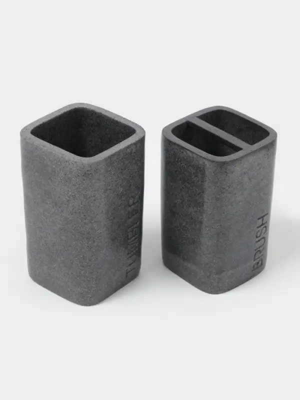 Набор аксессуаров для ванной комнаты &laquo;Гранит&raquo;, 4 предмета, дозатор 350 мл, мыльница, 2 стакана, серый