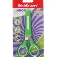 Ножницы детские ErichKrause Junior Protect, 13 см, с пластиковым чехлом и именным стикером, в блистере, МИКС