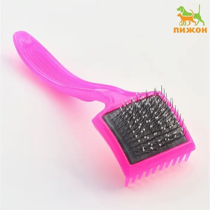 Щётка - пуходёрка малая, основание 44&times;44 мм, мягкая с каплями, розовая