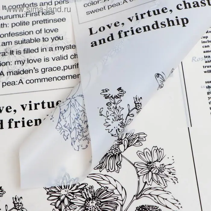 Плёнка матовая «Флористическая статья» белый, 57×57 см ±5% см