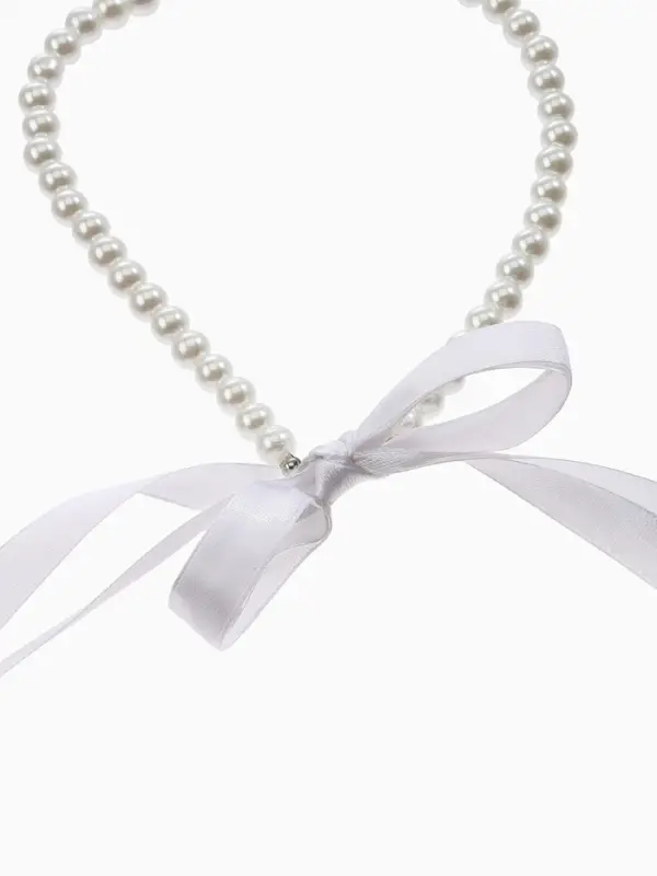 Бусы &laquo;Бантик&raquo;, жемчужины с завязкой, белые, 40 см