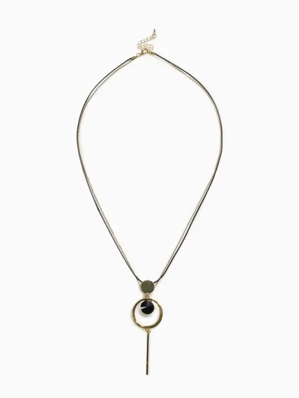Кулон на цепочке &laquo;Цепь&raquo;, тотем, кольцо с иголкой, чёрный в золоте, 72 см