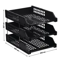 Набор лотков для бумаг &laquo;Стамм&raquo; STRONG, горизонтальный, на металлических стержнях, 3 отделения, чёрный