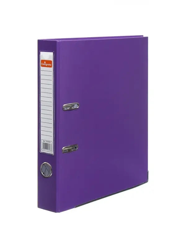 Папка-регистратор А4, 50 мм, ПВХ, тиснение &laquo;лен&raquo;, металлическая окантовка, карман на корешок, собранная, фиолетовая