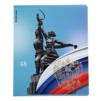 Тетрадь 48 листов в клетку, ErichKrause "Российский герб", матовая ламинация, УФ лак, тиснение фольгой, блок офсет 100% белизна, МИКС