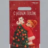 Пакет подарочный, набор 10 шт., полиэтилен &laquo;Новогодний&raquo; 20&times;30 см