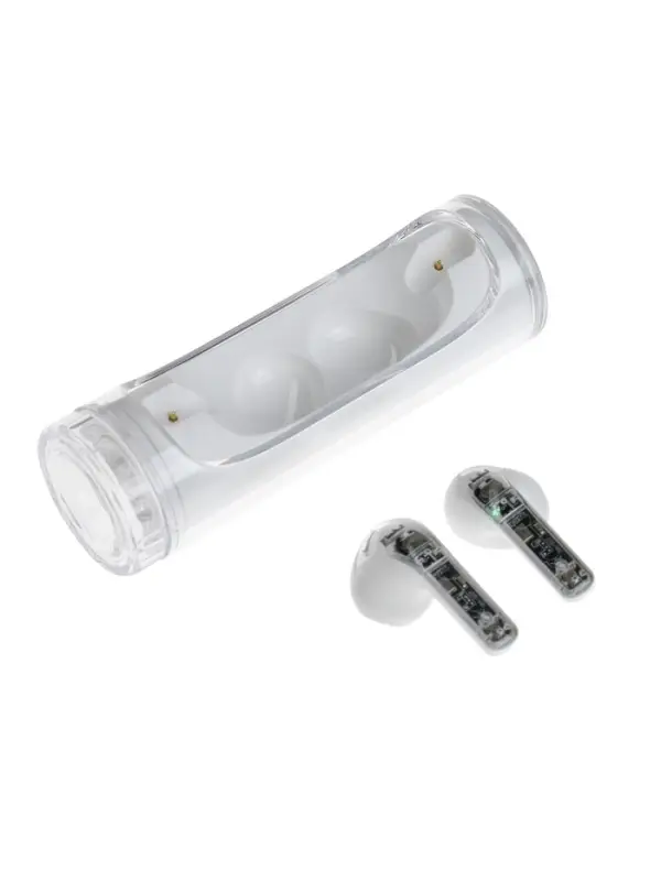 Наушники беспроводные YX11, TWS, вкладыши, Bluetooth 5.3. 28/200 мАч, шумоподавление, белые в прозрачном кейсе