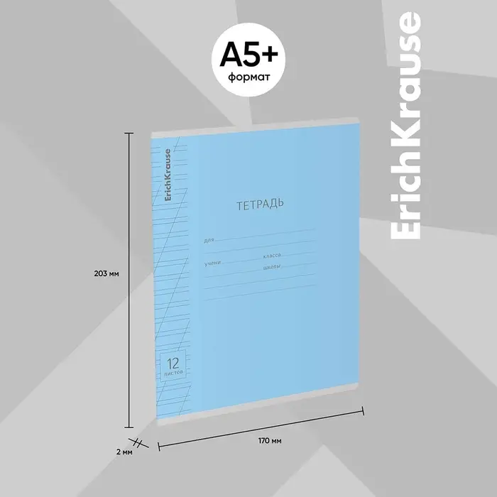 Тетрадь 12 листов в косую линейку ErichKrause «Классика», обложка мелованный картон, МИКС Тетрадь 12 листов в косую линейку ErichKrause «Классика», обложка мелованный картон, МИКС