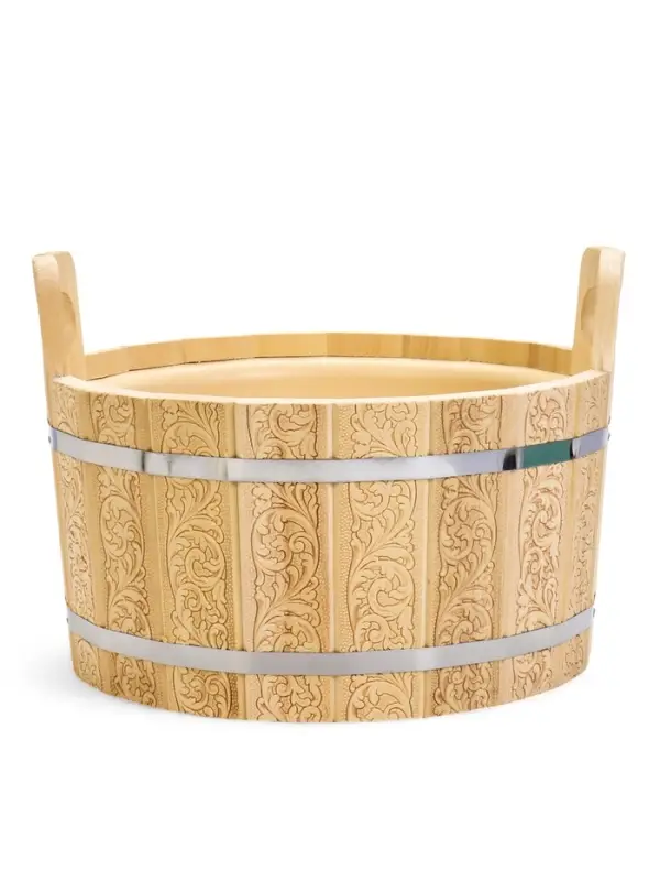 Шайка - таз для бани и сауны &laquo;Русский узор&raquo;, 12 л, деревянная, пластиковая вставка, &laquo;Добропаровъ&raquo;