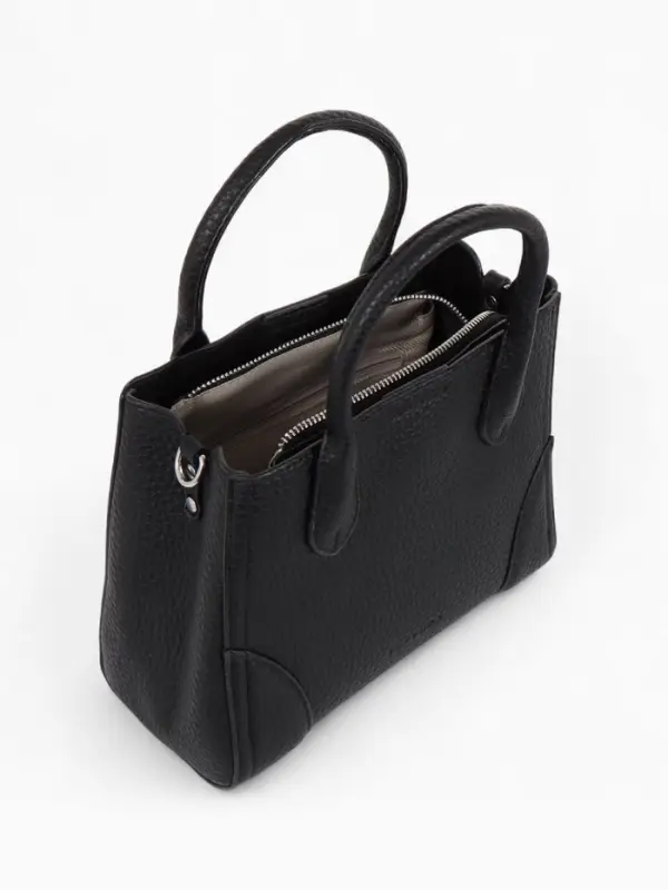 Сумка женская тоут TEXTURA на молнии, 25&times;7&times;21 см, однотонная, чёрная