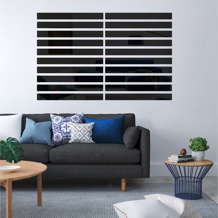 Наклейки интерьерные Наклейки интерьерные "Линии", зеркальные, декор настенный, набор 20 шт, 30 х 3 см