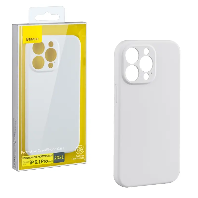 Чехол iPh 13 Pro (6.1) Liquid Silica Gel Protective Case Baseus белый Чехол iPh 13 Pro (6.1) Liquid Silica Gel Protective Case Baseus белый