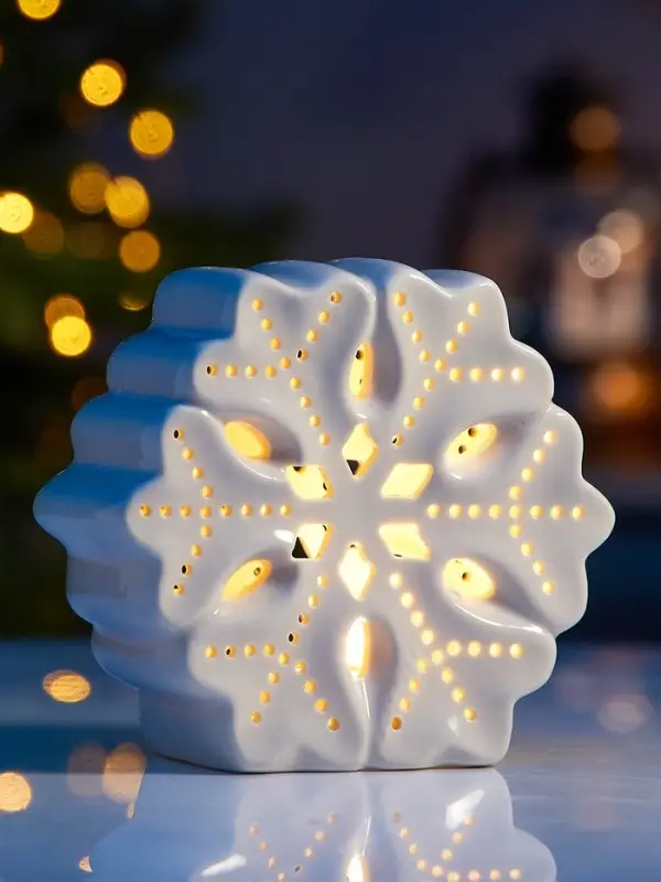 Светодиодная фигура &laquo;Снежинка большая&raquo;, 11&times;5&times;11 см, 1 LED, керамика, от батареек LR44&times;3, тёплый белый свет