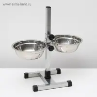 Подставка с мисками, 2&times;700 мл, высота 40 см, разборная с верхним фиксатором, хром