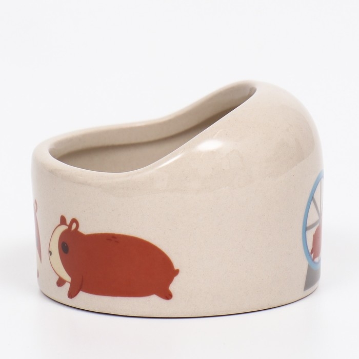 Миска керамическая Миска керамическая "Хомячки" 65мл, 6,3 х 4,5 см, бежевая с принтом